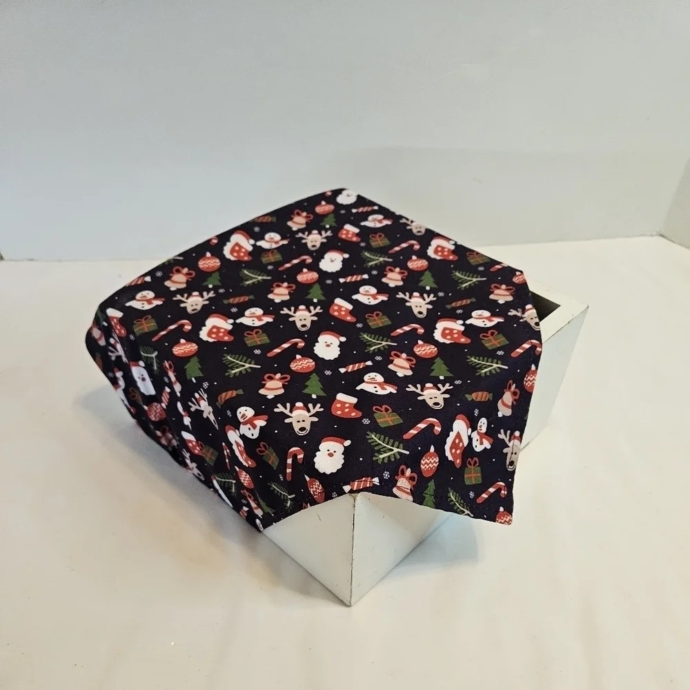 Upcycled Christmas Dog Bandana Tie up in the front blue background pets